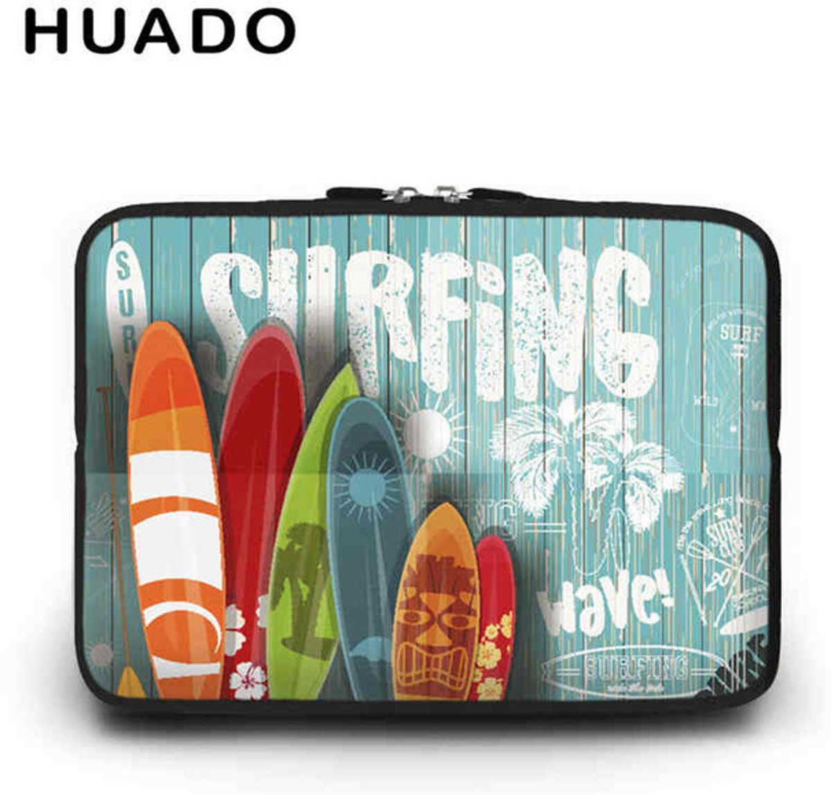 Luxe Laptophoes met Zomer Print Surfing | 13 inch | Ritssluiting | Laptop Accessoires